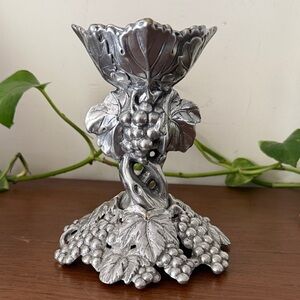 Vintage Arthur Court "Grape" Design Aluminum 6-inch Candlestick Holder